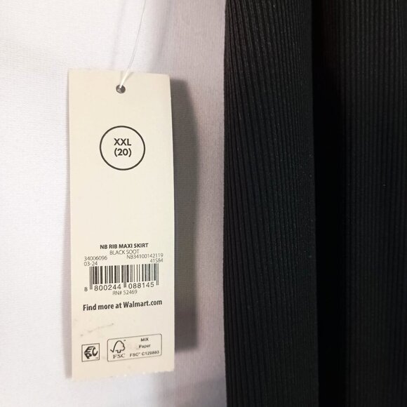 No Boundaries Ribbed Knit Black Maxi Skirt XXL 20 NWT Side Slit Long Stretch - Picture 7 of 7